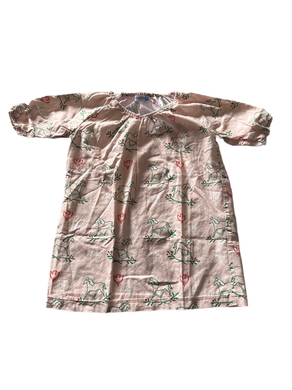 La Paloma Horse Print Dress 4-5Y Pink
